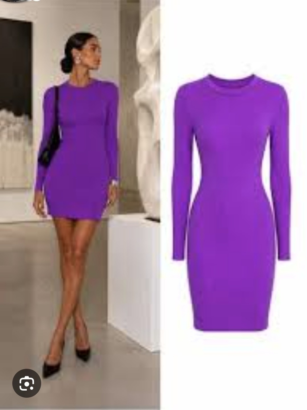 Zara Purple Long-Sleeve Mini Dress